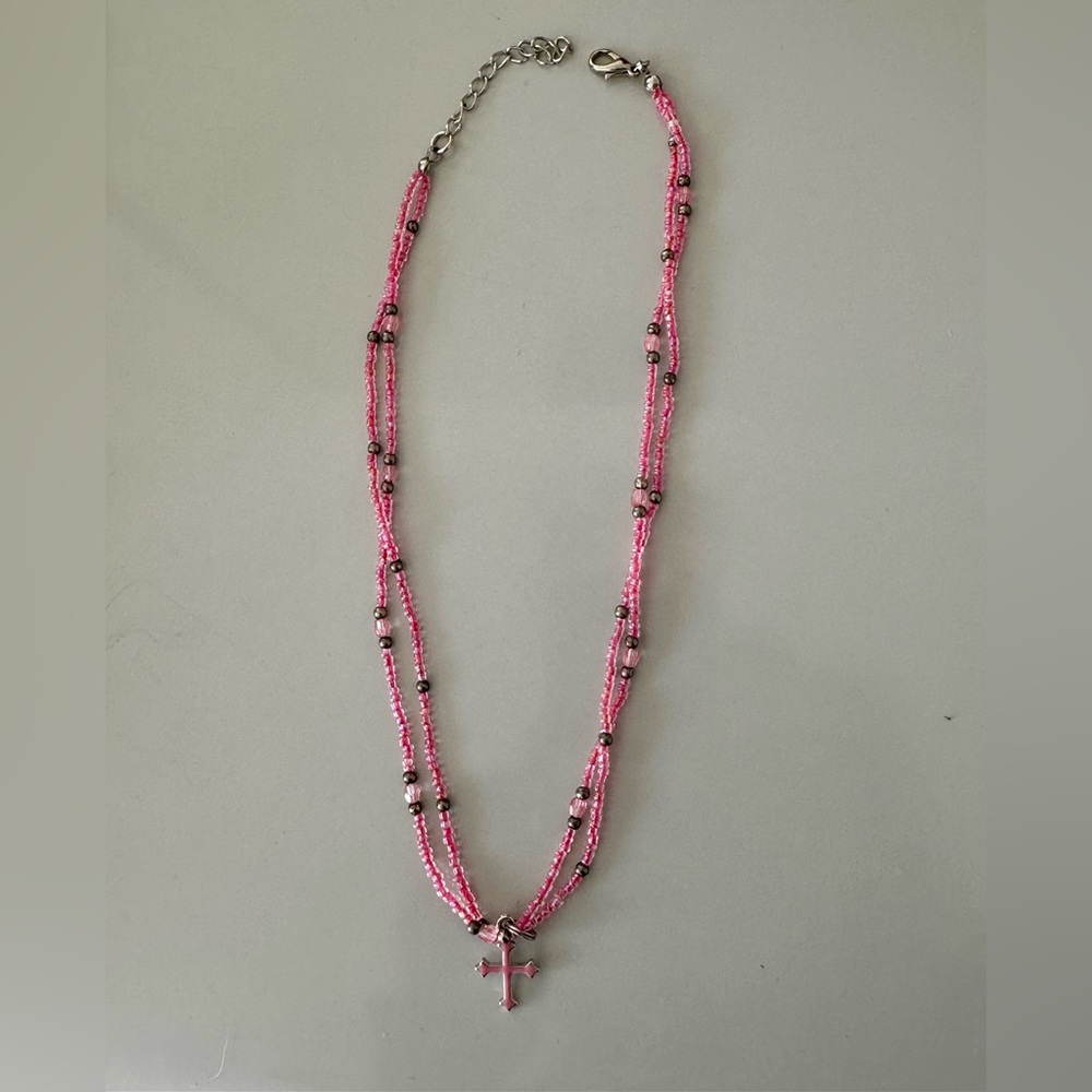 Pink Cross Necklace